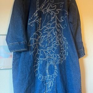 Vintage hand embroidered denim trench